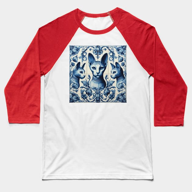 Delft Tile With Sphinx Cat No.3 Baseball T-Shirt by artnook